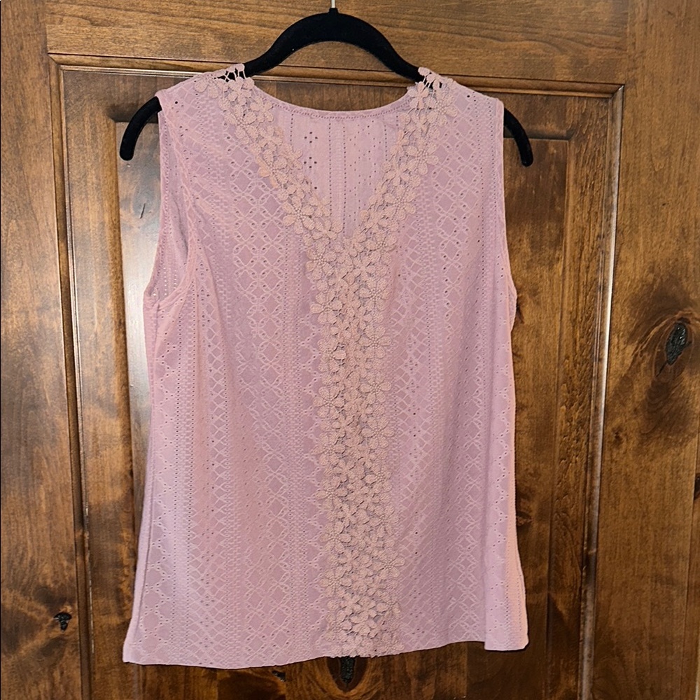 Women's Sleeveless Lace Top - Pink